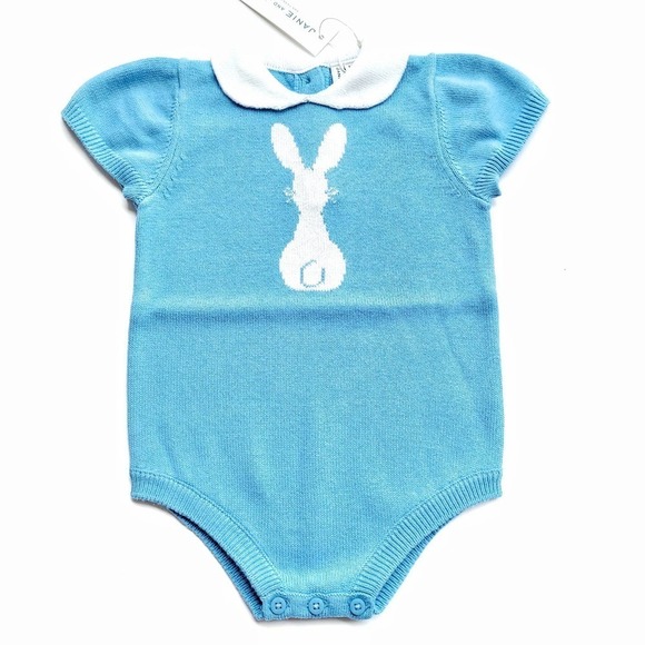 Janie & Jack 12-18 Months Knit Bunny Bodysuit Romper NWT - Picture 1 of 4